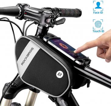 Preview: ROCKBROS | Fahrrad Rahmentasche mit 360° drehbarer Handytasche – Für Smartphones bis 6,5 Zoll, Praktisches Fahrradzubehör mit Handyhalter